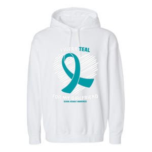 I Wear Teal For My Friend Sexual Assault Awareness Gift Garment-Dyed Fleece Hoodie