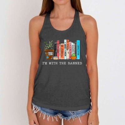 Im With The Banned Books I Read Banned Books Lovers Women's Knotted Racerback Tank