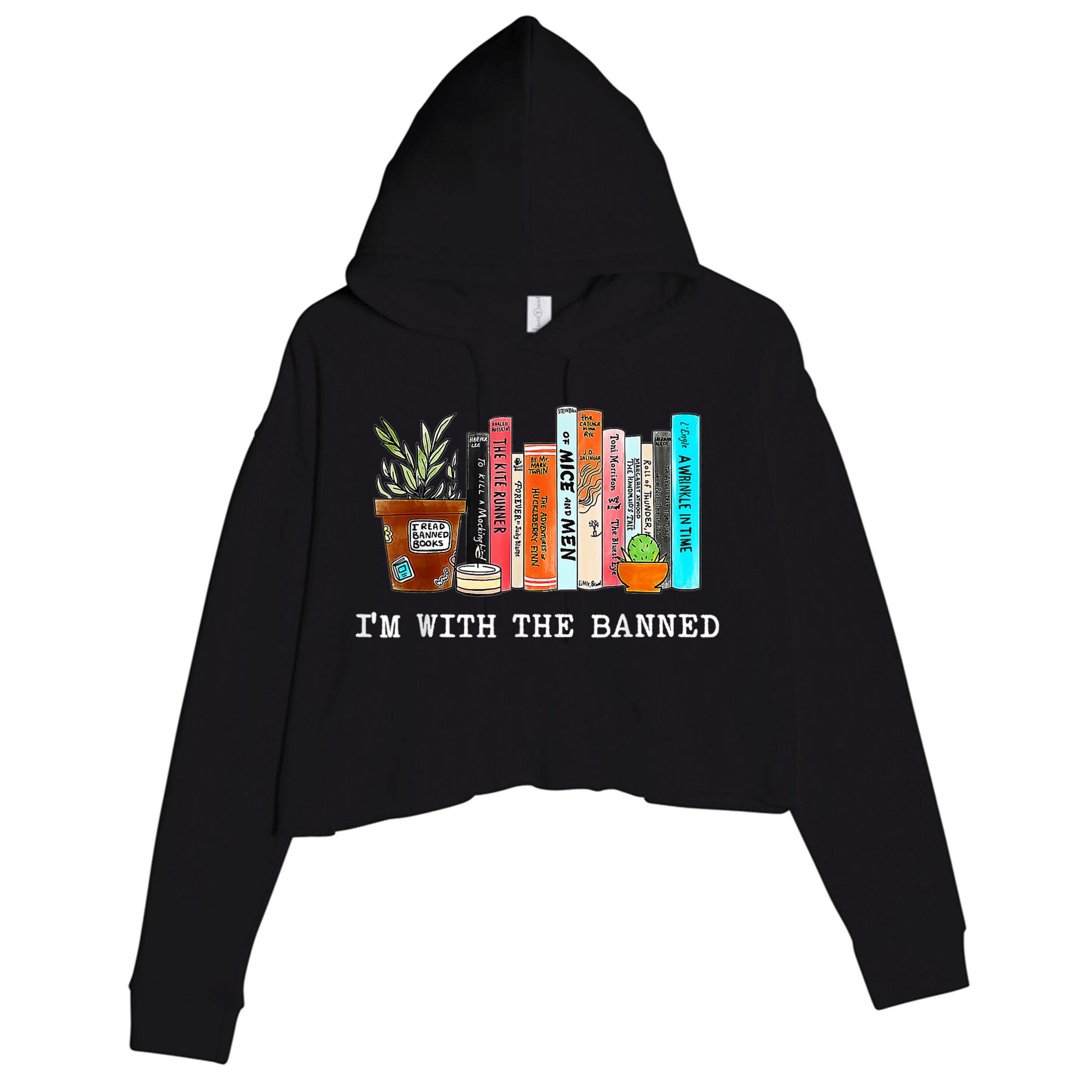 I'm With The Banned Banned Books Reading Books Crop Fleece Hoodie