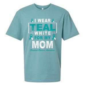 I Wear Teal And White For My Mom Cervical Cancer Awareness Gift Sueded Cloud Jersey T-Shirt