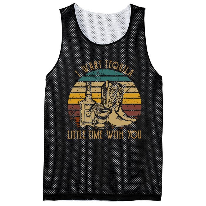 I Want Tequila Little Time With You Cowboy Boots Rodeo Howdy Mesh Reversible Basketball Jersey Tank