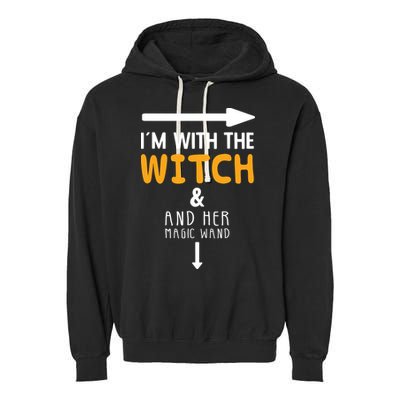 Im With The Witch Couples Costume For Halloween Garment-Dyed Fleece Hoodie