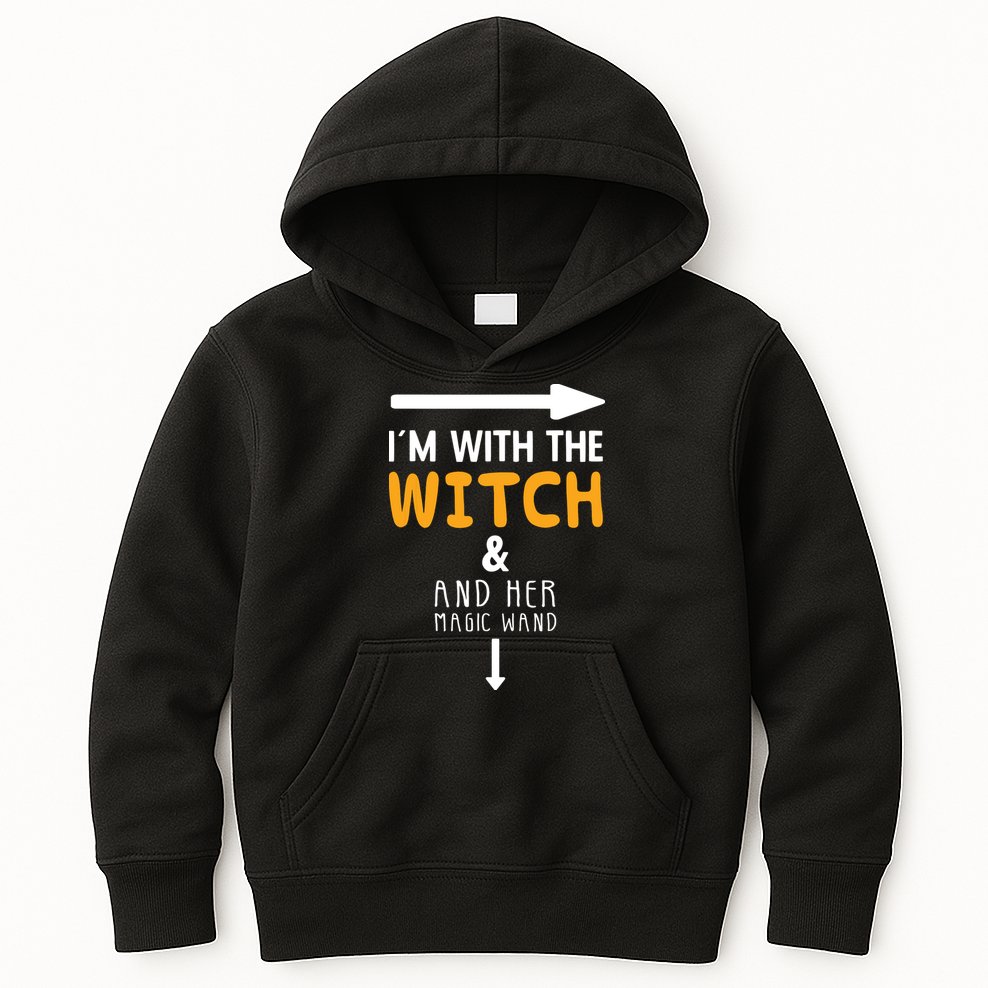 Im With The Witch Couples Costume For Halloween Kids Hoodie