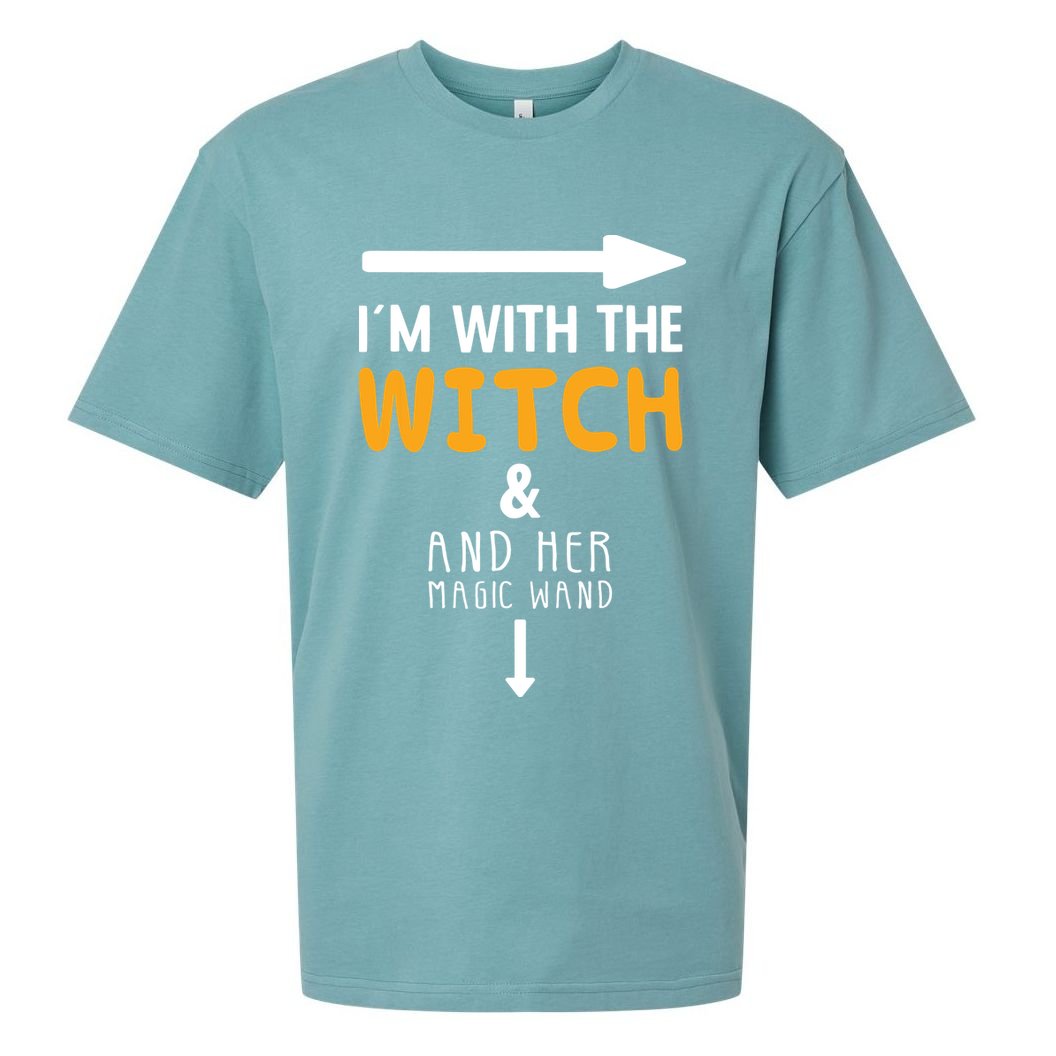 Im With The Witch Couples Costume For Halloween Sueded Cloud Jersey T-Shirt