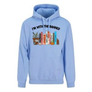 Im With The Banned Funny Book Readers I Read Banned Books Design Unisex Surf Hoodie