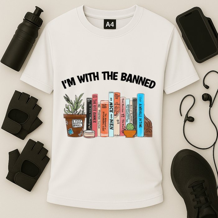 Im With The Banned Funny Book Readers I Read Banned Books Design Cooling Performance Crew T-Shirt