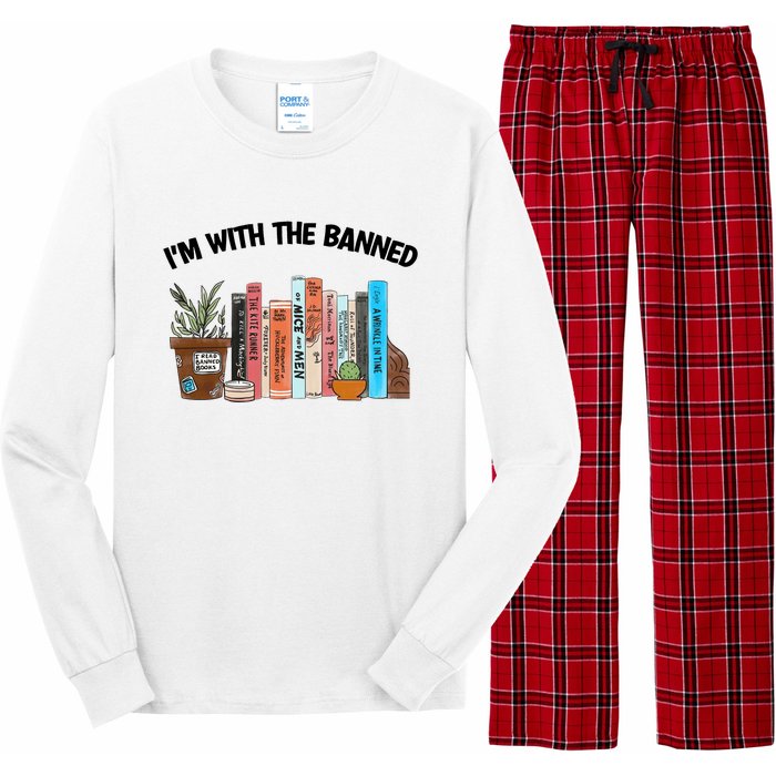 Im With The Banned Funny Book Readers I Read Banned Books Design Long Sleeve Pajama Set