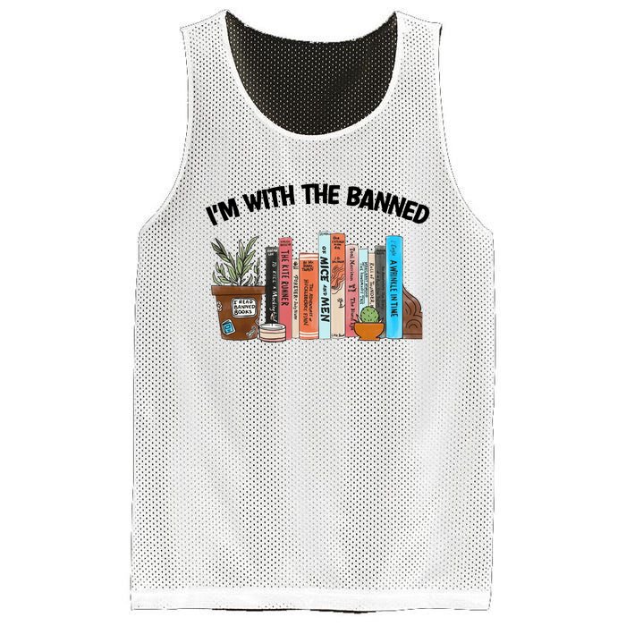 Im With The Banned Funny Book Readers I Read Banned Books Design Mesh Reversible Basketball Jersey Tank