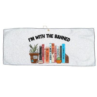 Im With The Banned Funny Book Readers I Read Banned Books Design Large Microfiber Waffle Golf Towel