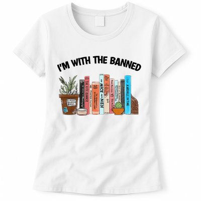 Im With The Banned Funny Book Readers I Read Banned Books Design Womens T-Shirt