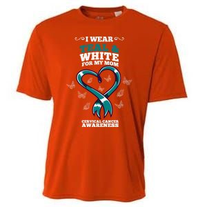 I Wear Teal And White For My Mom Cervical Cancer Awareness Gift Cooling Performance Crew T-Shirt