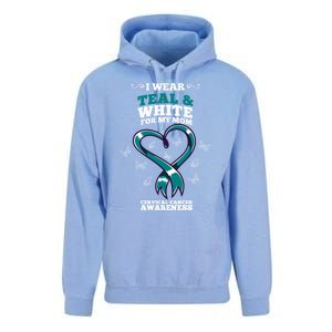 I Wear Teal And White For My Mom Cervical Cancer Awareness Gift Unisex Surf Hoodie