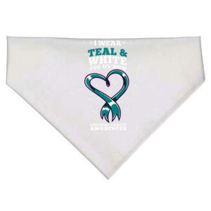 I Wear Teal And White For My Mom Cervical Cancer Awareness Gift USA-Made Doggie Bandana