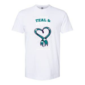 I Wear Teal And White For My Mom Cervical Cancer Awareness Gift Softstyle CVC T-Shirt