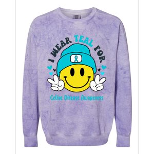 I Wear Teal For Celiac Disease Awareness Gift Colorblast Crewneck Sweatshirt