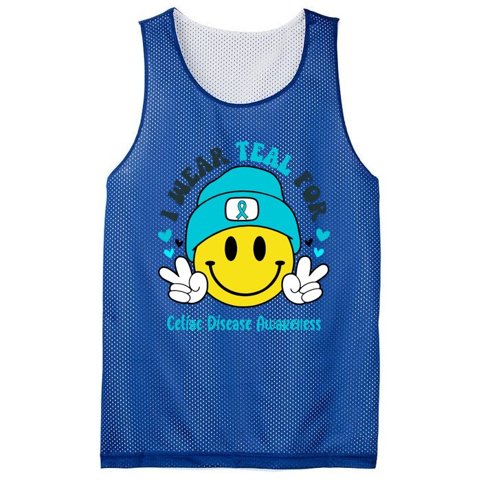 I Wear Teal For Celiac Disease Awareness Gift Mesh Reversible Basketball Jersey Tank