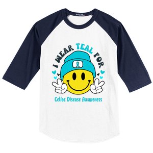 I Wear Teal For Celiac Disease Awareness Gift Baseball Sleeve Shirt