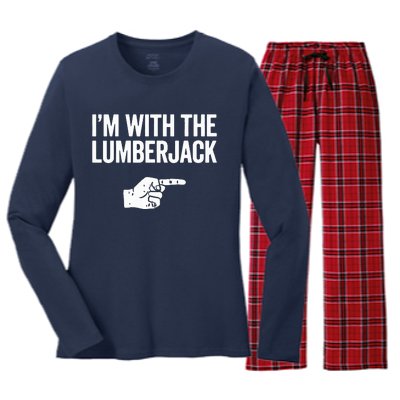 I'm With The Lumberjack Matching VNeck Women's Long Sleeve Flannel Pajama Set 