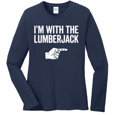 I'm With The Lumberjack Matching VNeck Ladies Long Sleeve Shirt