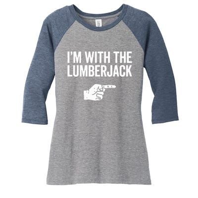 I'm With The Lumberjack Matching VNeck Women's Tri-Blend 3/4-Sleeve Raglan Shirt