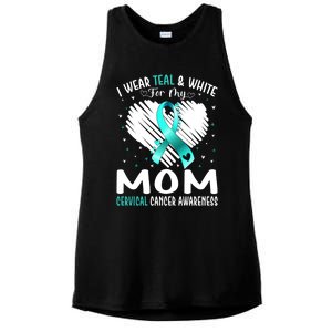 I Wear Teal And White For My Mom Cervical Cancer Awareness Cute Gift Ladies PosiCharge Tri-Blend Wicking Tank