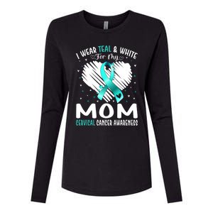 I Wear Teal And White For My Mom Cervical Cancer Awareness Cute Gift Womens Cotton Relaxed Long Sleeve T-Shirt