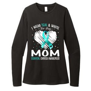 I Wear Teal And White For My Mom Cervical Cancer Awareness Cute Gift Womens CVC Long Sleeve Shirt