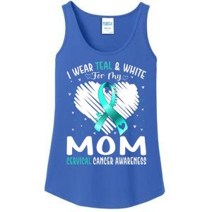 I Wear Teal And White For My Mom Cervical Cancer Awareness Cute Gift Ladies Essential Tank