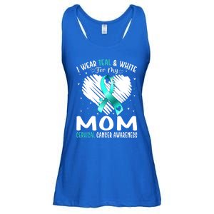 I Wear Teal And White For My Mom Cervical Cancer Awareness Cute Gift Ladies Essential Flowy Tank