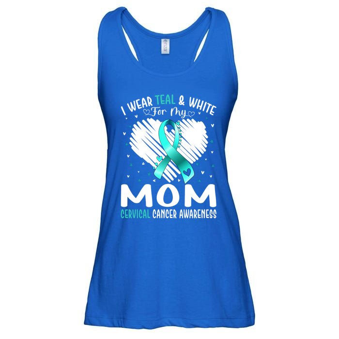 I Wear Teal And White For My Mom Cervical Cancer Awareness Cute Gift Ladies Essential Flowy Tank