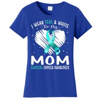 I Wear Teal And White For My Mom Cervical Cancer Awareness Cute Gift Women's T-Shirt