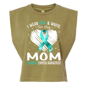 I Wear Teal And White For My Mom Cervical Cancer Awareness Cute Gift Garment-Dyed Women's Muscle Tee