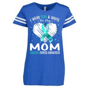 I Wear Teal And White For My Mom Cervical Cancer Awareness Cute Gift Enza Ladies Jersey Football T-Shirt