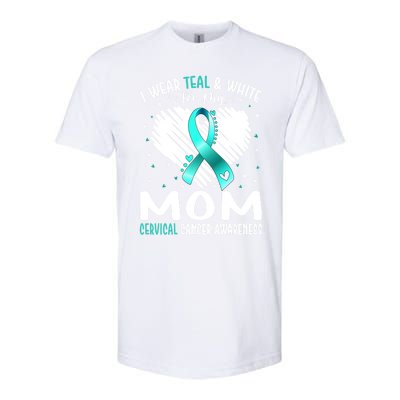 I Wear Teal And White For My Mom Cervical Cancer Awareness Cute Gift Softstyle® CVC T-Shirt