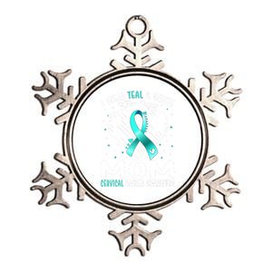 I Wear Teal And White For My Mom Cervical Cancer Awareness Cute Gift Metallic Star Ornament