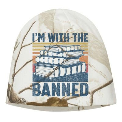 Im With The Banned Funny Book Readers I Read Banned Books Retro Vintage Kati - Camo Knit Beanie