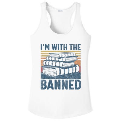 Im With The Banned Funny Book Readers I Read Banned Books Retro Vintage Ladies PosiCharge Competitor Racerback Tank