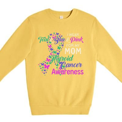 I Wear Teal Blue For My Mom Thyroid Cancer Gift Premium Crewneck Sweatshirt