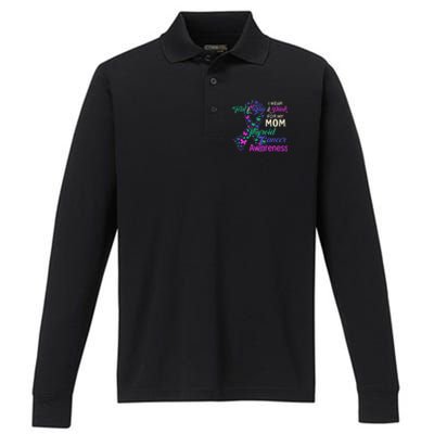 I Wear Teal Blue For My Mom Thyroid Cancer Gift Performance Long Sleeve Polo