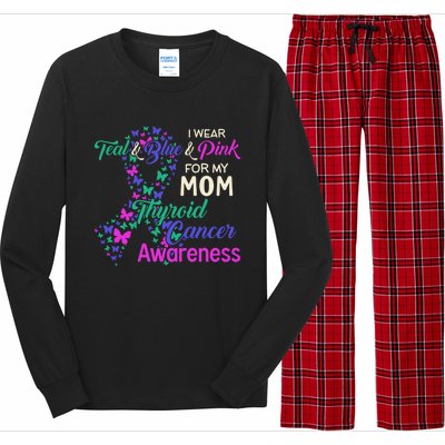 I Wear Teal Blue For My Mom Thyroid Cancer Gift Long Sleeve Pajama Set