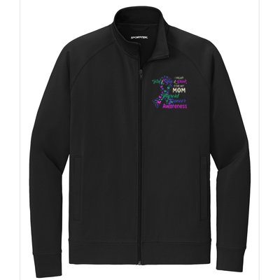 I Wear Teal Blue For My Mom Thyroid Cancer Gift Stretch Full-Zip Cadet Jacket