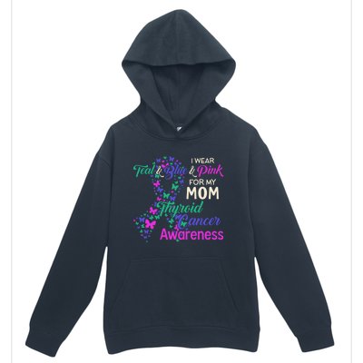 I Wear Teal Blue For My Mom Thyroid Cancer Gift Urban Pullover Hoodie