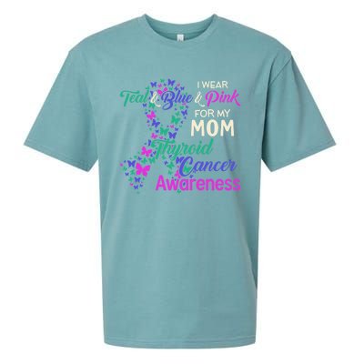 I Wear Teal Blue For My Mom Thyroid Cancer Gift Sueded Cloud Jersey T-Shirt