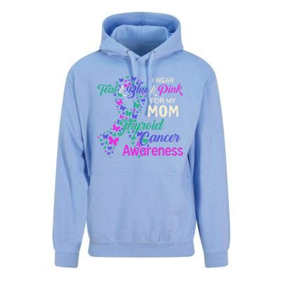 I Wear Teal Blue For My Mom Thyroid Cancer Gift Unisex Surf Hoodie