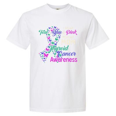 I Wear Teal Blue For My Mom Thyroid Cancer Gift Garment-Dyed Heavyweight T-Shirt