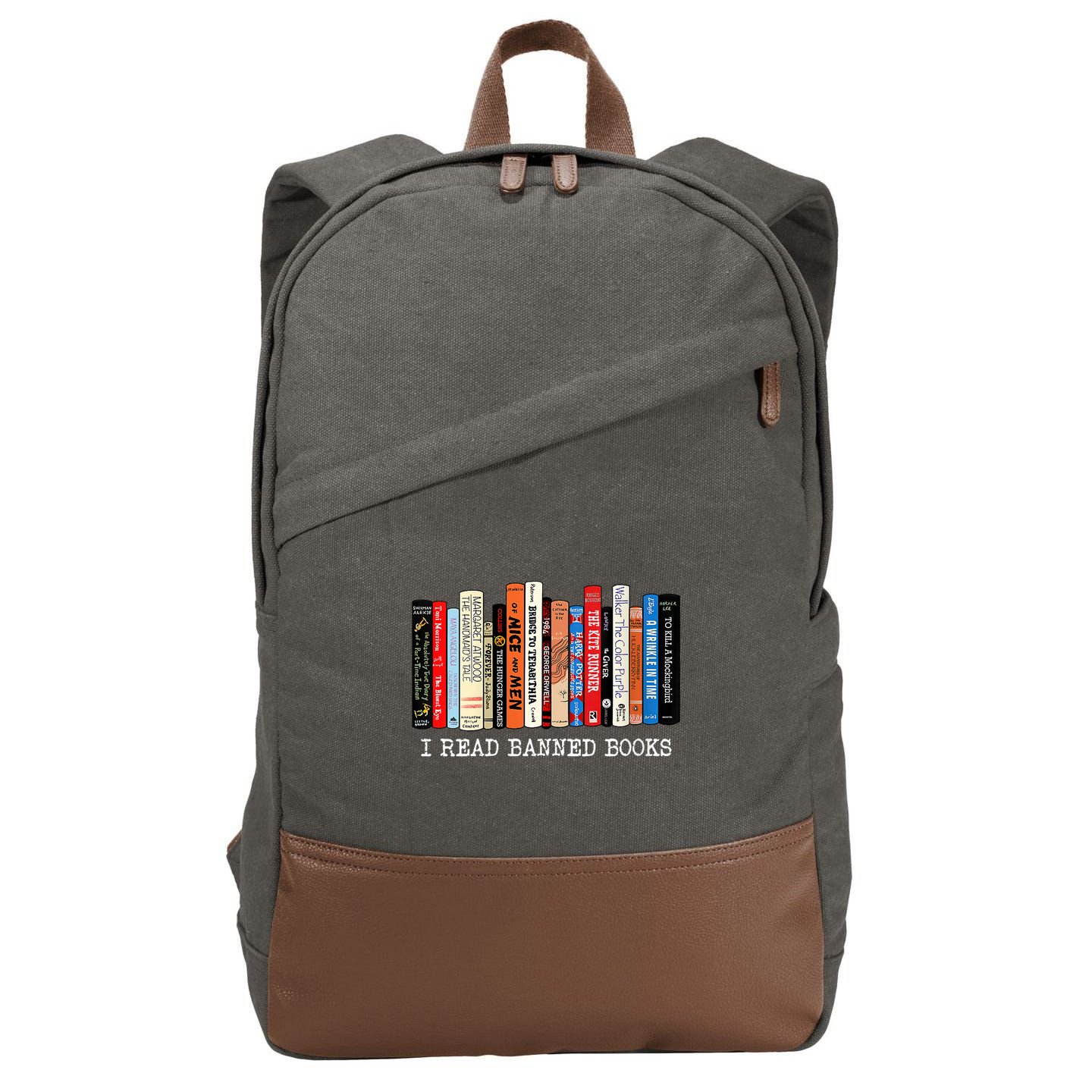 I'm With The Banned Funny Bookworm Shirt Banned Book Cotton Canvas Backpack