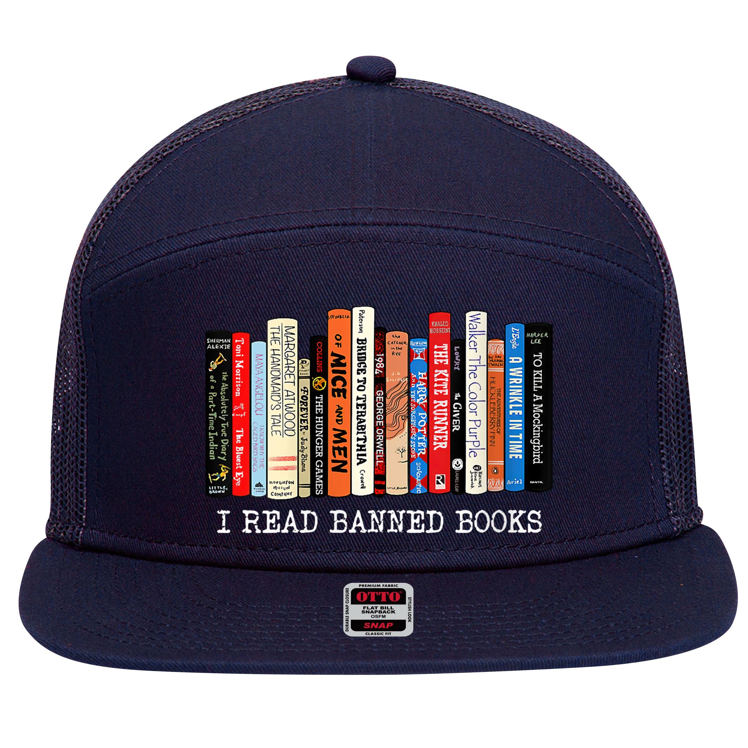I'm With The Banned Funny Bookworm Shirt Banned Book 7 Panel Mesh Trucker Snapback Hat