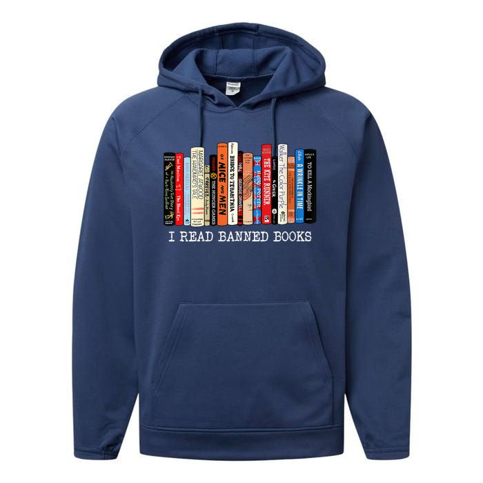 I'm With The Banned Funny Bookworm Shirt Banned Book Performance Fleece Hoodie