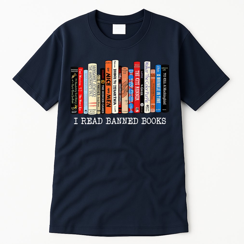 I'm With The Banned Funny Bookworm Shirt Banned Book Tall T-Shirt