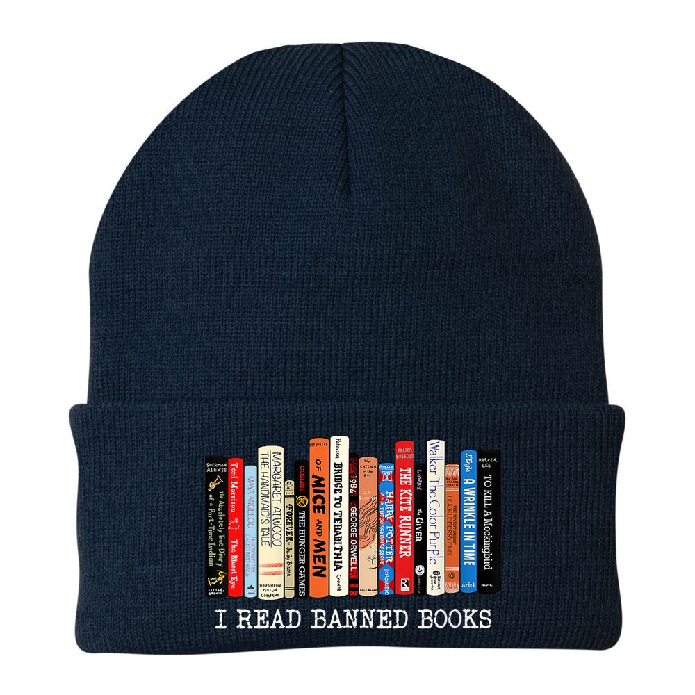 I'm With The Banned Funny Bookworm Shirt Banned Book Beanie